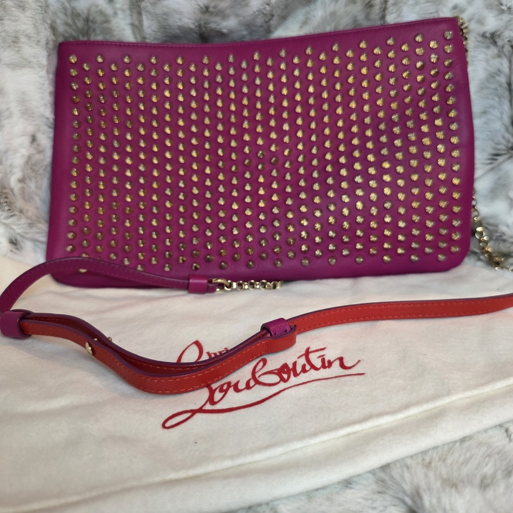 RARE Christian Louboutin Loubiposh Studded Clutch/Shoulder/Crossbody Bag - Picture 14 of 16